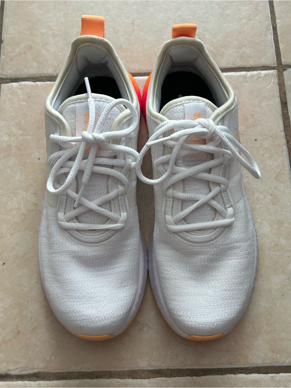 White boost adidas Athletic Sneakers with Orange Accent